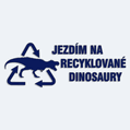 Samolepka s npisem Jezdm na recyklovan dinosaury