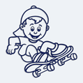 Nálepka dítě v autě kluk na skateboardu