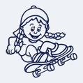 Nálepka dítě v autě holka na skateboardu