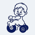 Samolepka dítě v autě kluk na tříkolce