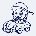 Nálepka dítě v autě klučík v autíčku