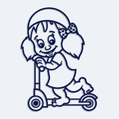 Samolepka dítě v autě - dívenka na kolobrndě