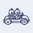 Samolepka dítě v autě dvojčata - miminka v autíčku