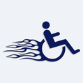 Samolepka na auto symbol invalidy s plameny