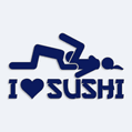 Samolepka na auto s nápisem I love sushi