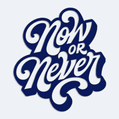 Samolepka s npisem now or never