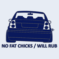 Samolepka na auto s textem No fat chicks