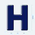 Plastická 3D samolepka - velké písmeno H