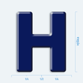 Plastick 3D samolepka - velk psmeno H