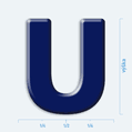 Plastick 3D samolepka - velk psmeno U