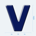 Plastick 3D samolepka - velk psmeno V
