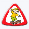 Barevný 3D trojúhelník dítě v autě - hoch na skejtu