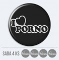 Sada 3D samolepek na stedy kol - I LOVE PORNO